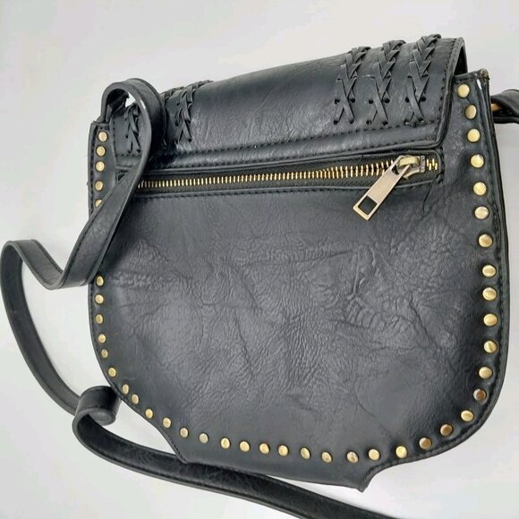 Antik Kraft Cheyenne Black Faux Leather Studded Western Crossbody Tassle - Picture 2 of 7